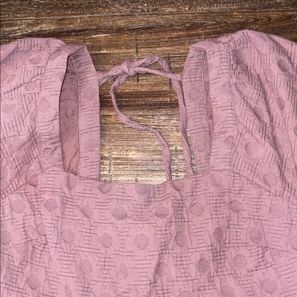 Madewell Floral Quilted Puff-Sleeve Mini Dress Dusty Rose Size Large NWT - Picture 4 of 12